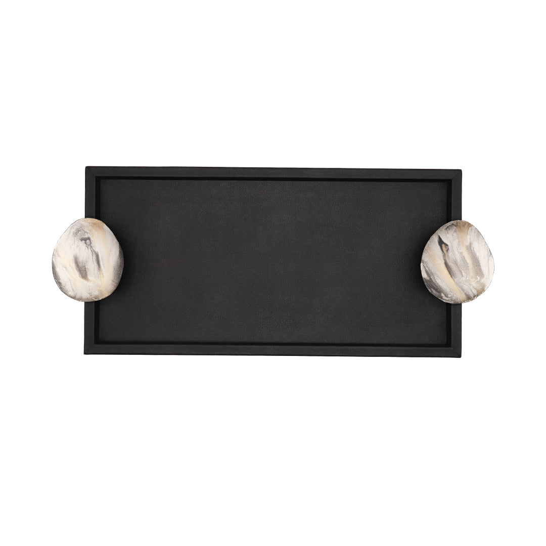 Leather Tray with Grain Painted Handles - Medium