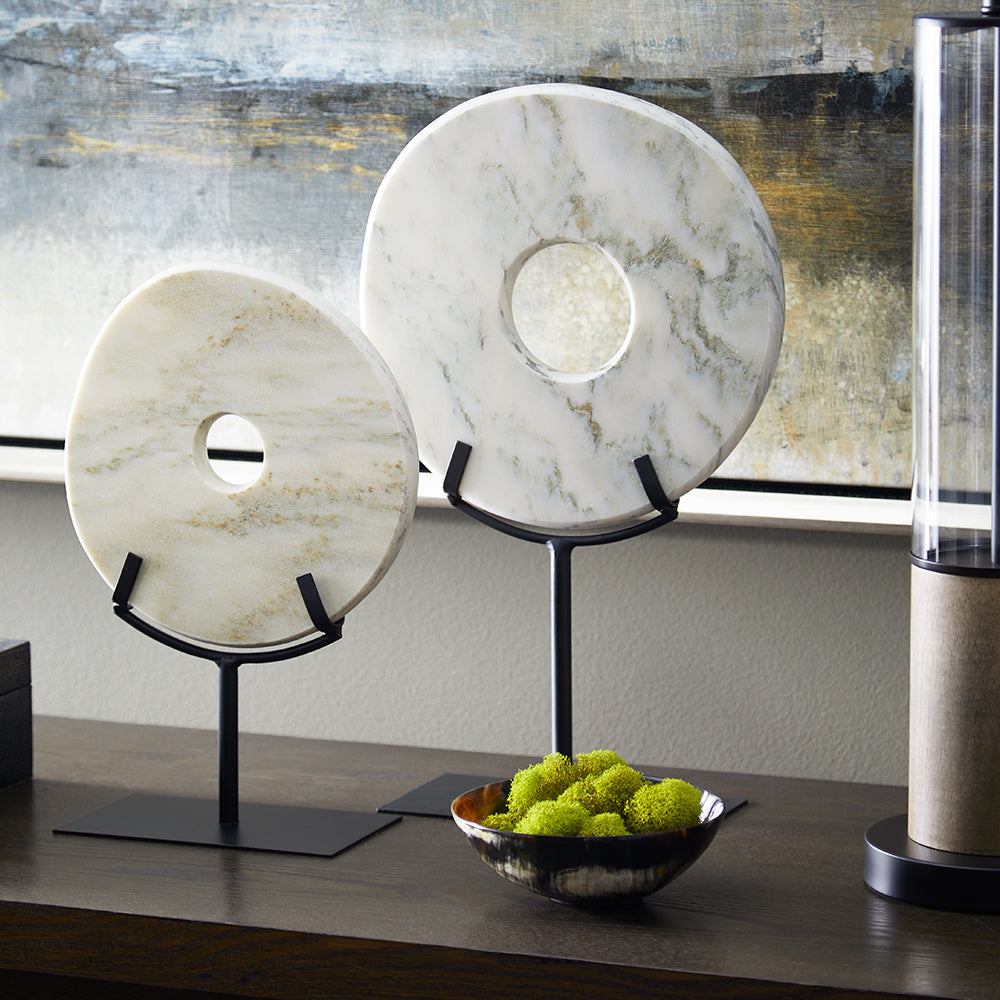 Standing White Marble Disk - Small