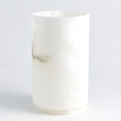 Carved Alabaster Cylinder Vase - Large