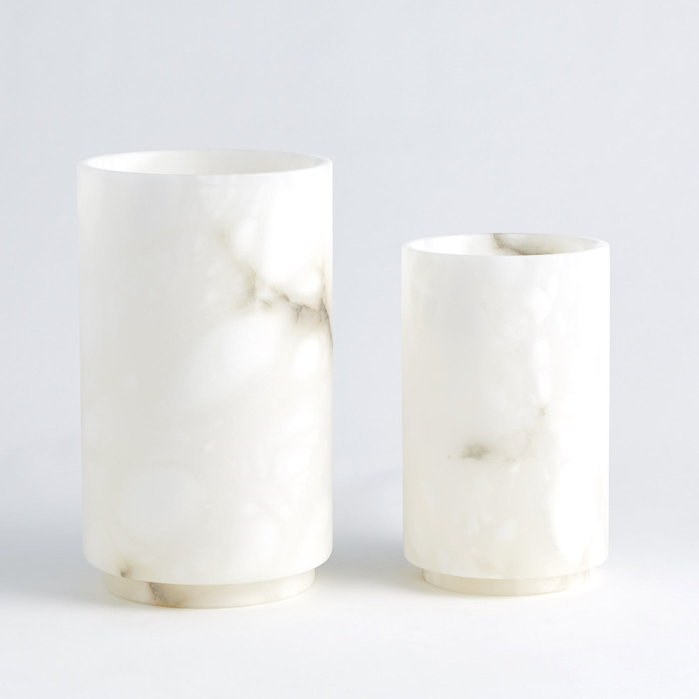 Carved Alabaster Cylinder Vase - Small