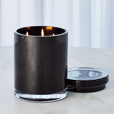 Black Cased Glass Candle - Fresh Linen