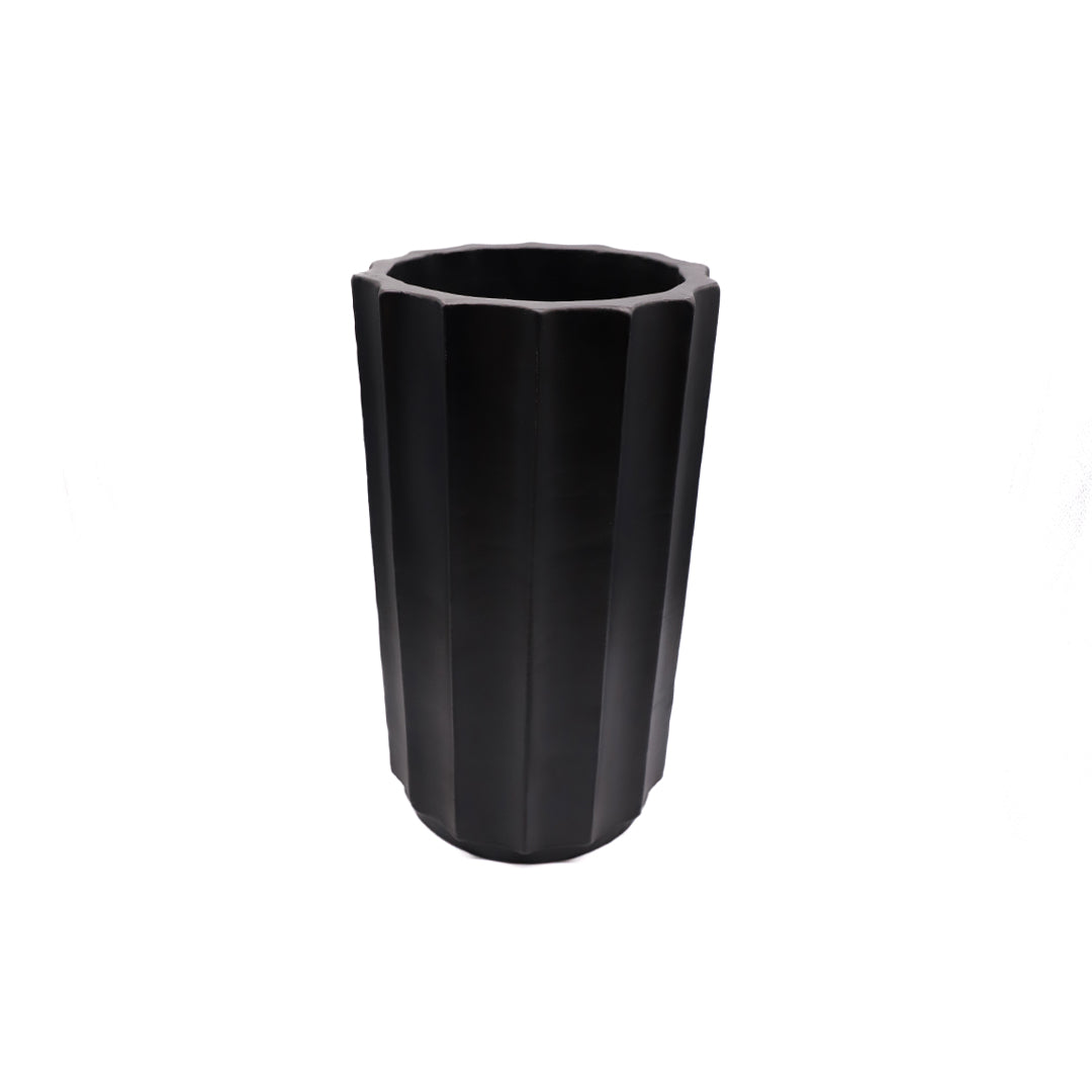 Black Fluted Column Vase - Medium