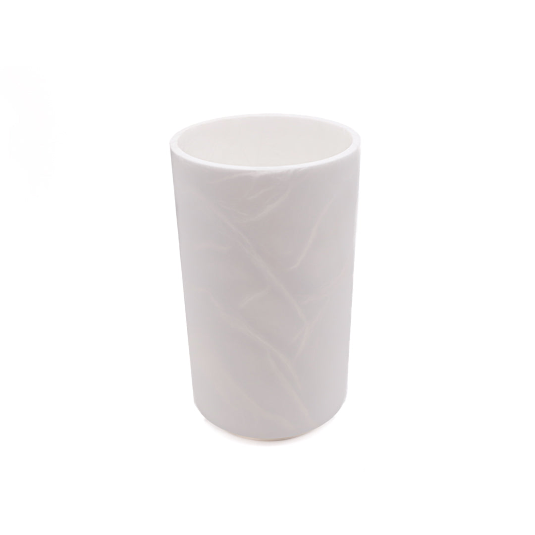Carved Alabaster Cylinder Vase - Small