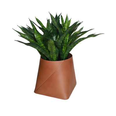 Leather Planter - Whiskey Small