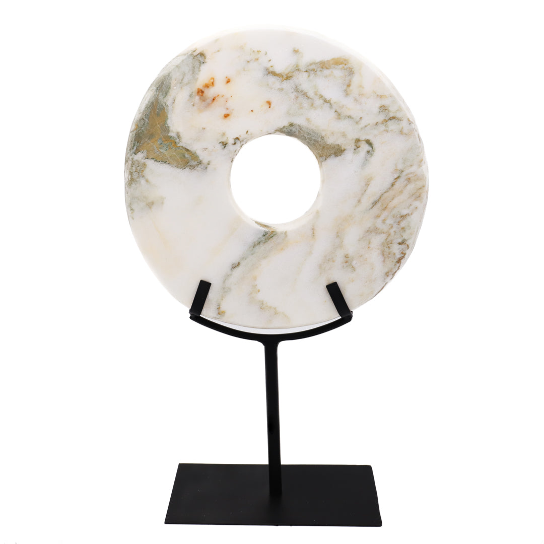 Standing White Marble Disk - Large